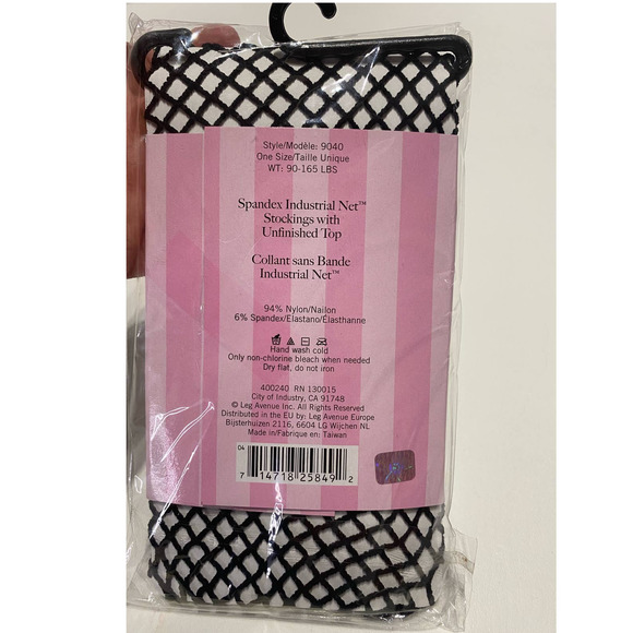 9040 Fishnet Stockings Nylon Open Top Black Women One Size Leg Avenue - Picture 2 of 2